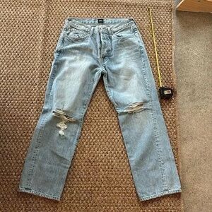 Men's Light Blue Distressed Jeans